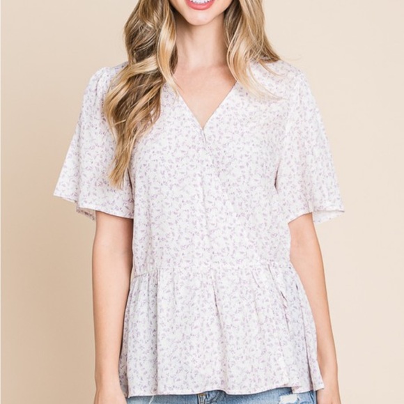 Floral Print Wrap Blouse - Picture 3 of 7